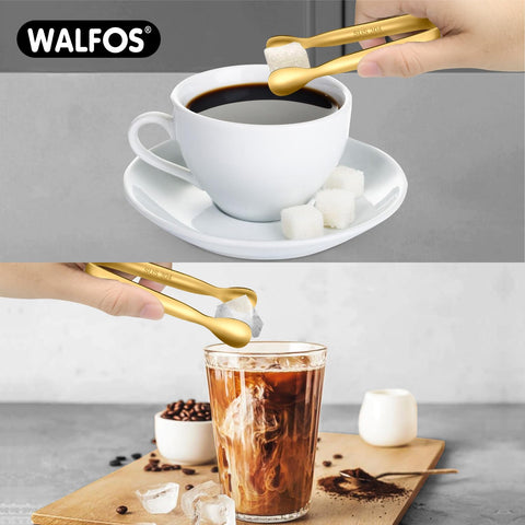 Pinzas doradas de Walfos para postres y dulces con agarre suave.