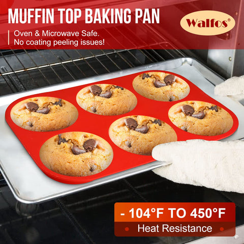 Rango de temperatura amplio con silicona Walfos, apto para horno y microondas.