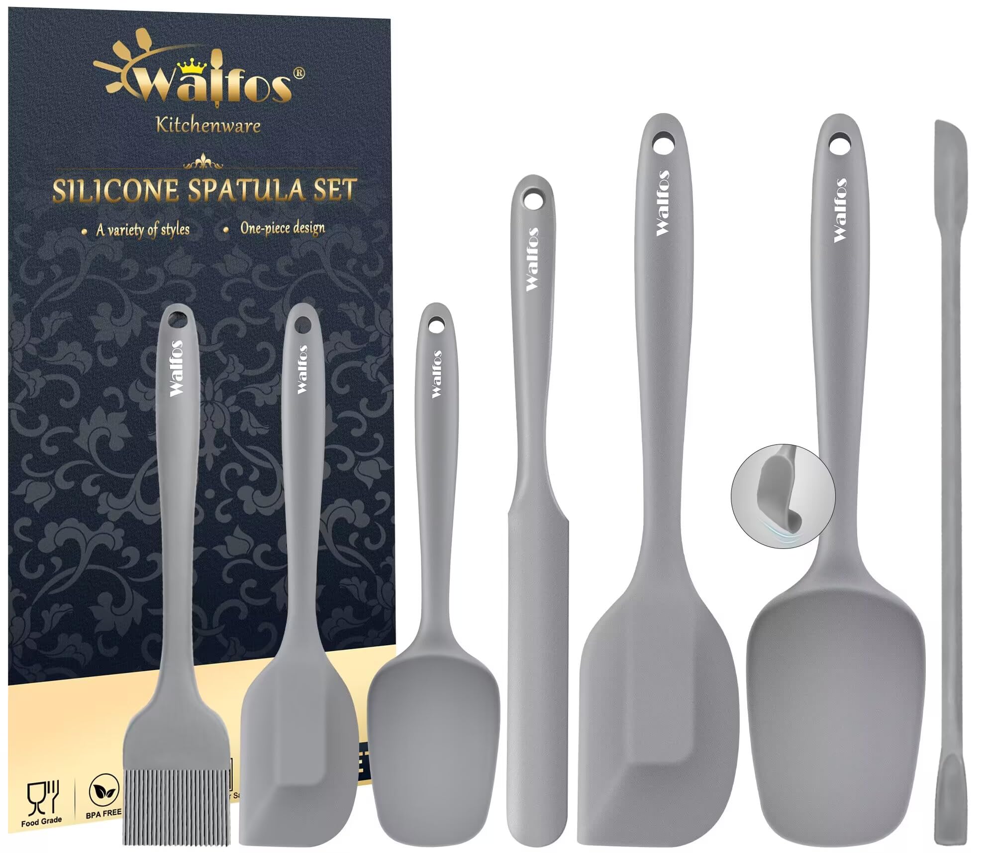 Conjunto Walfos de espátulas de silicona 7 piezas para cocinar sin pegar