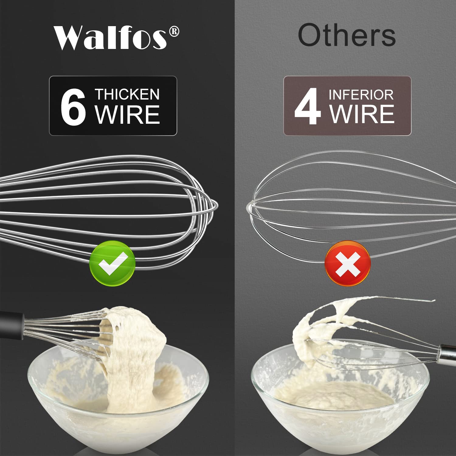 Walfos conjunto de tres batidores para diferentes recetas.