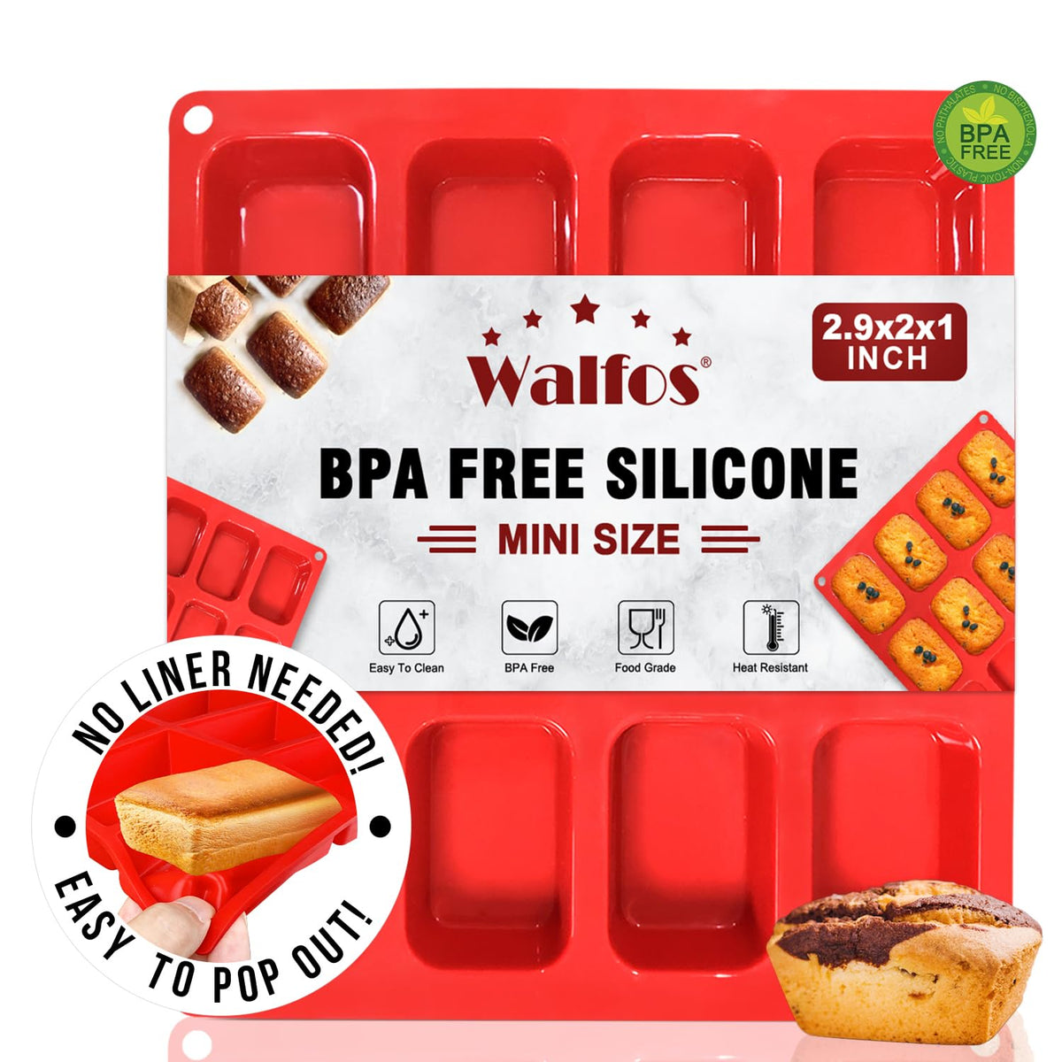 Molde Walfos de silicona para hornear, 12 cavidades, listo para horno.