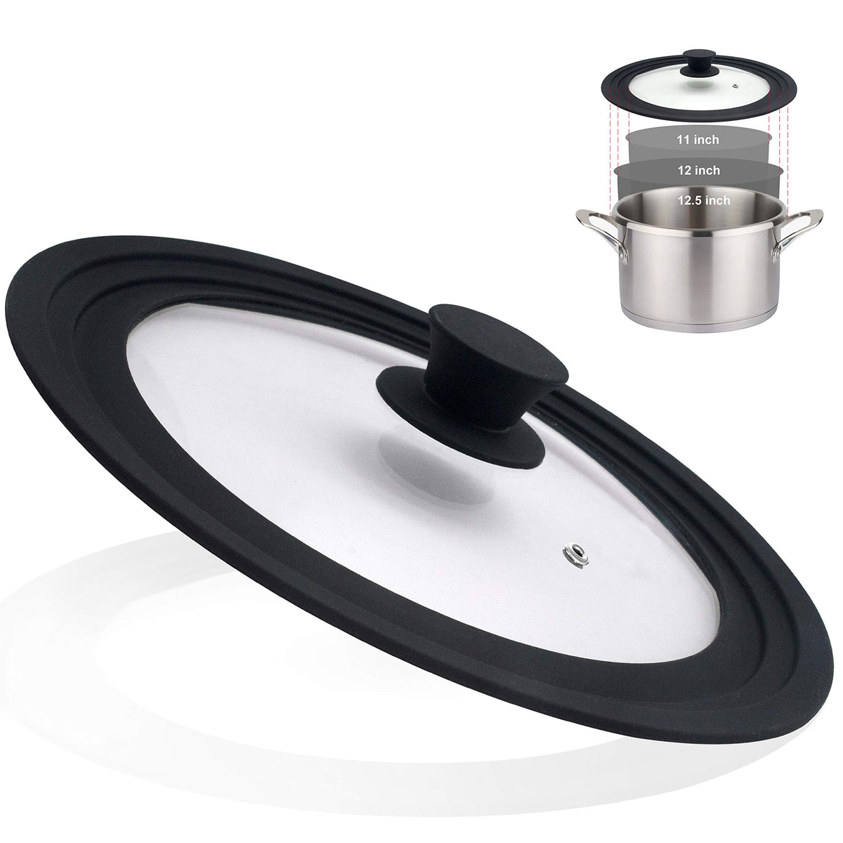 Tapa universal Walfos para ollas de 11 a 12,5 pulgadas, ideal para cocción continua y sabor conservado