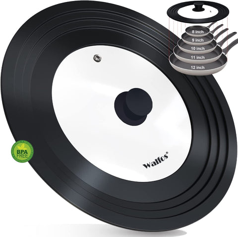 Tapa universal Walfos para 8–12 pulgadas cubre ollas y evita salpicaduras.