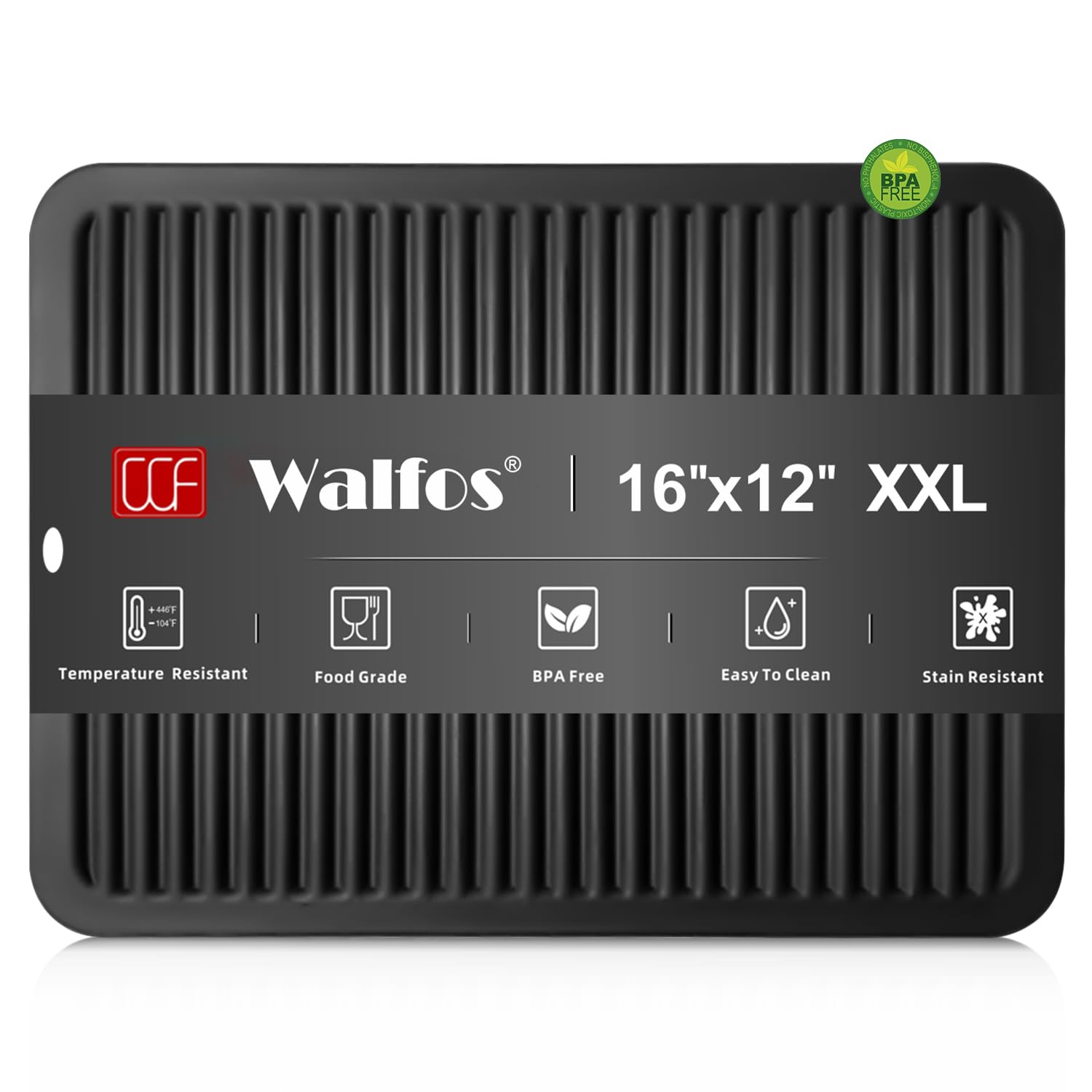 Trivet Walfos de silicona 16x12 protege encimeras de calor fuerte.