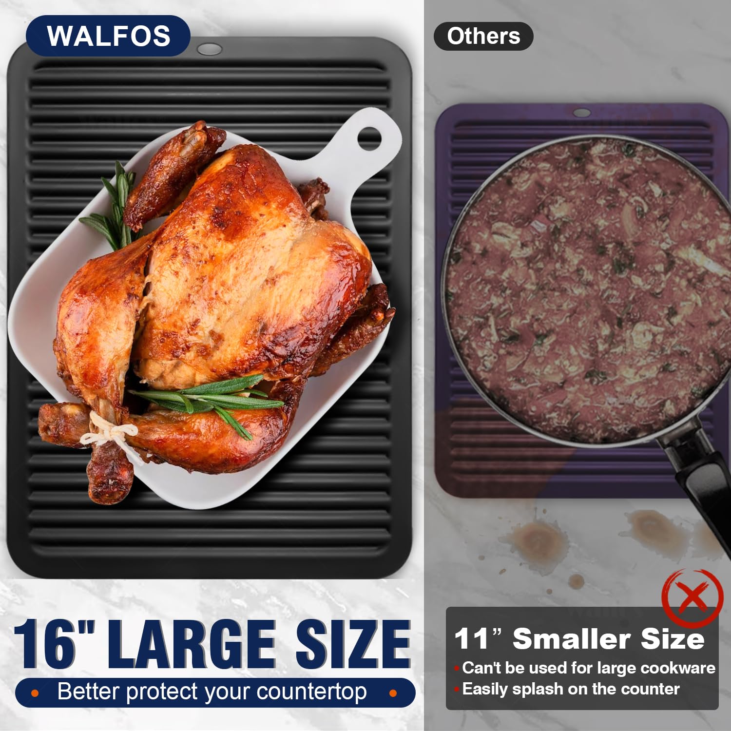 Trivet Walfos antideslizante mantiene ollas grandes en su lugar.