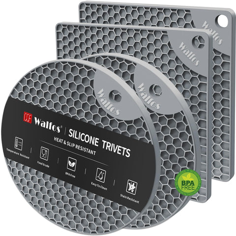 Walfos trivets cuadrados de silicona con agarre antideslizante para ollas.