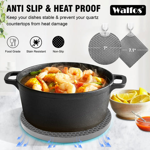 Posavasos de silicona Walfos aptos para lavavajillas y fácil limpieza.