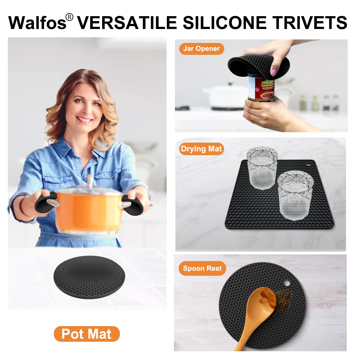 Almohadilla para secado y almacenamiento Walfos, silicona fácil de limpiar.