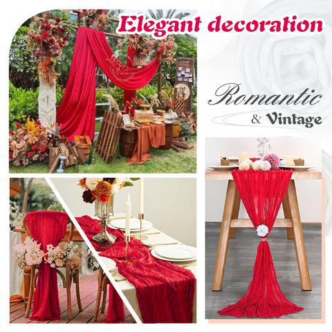 Waligoy decoración para bodas y eventos con gasa roja elegante.