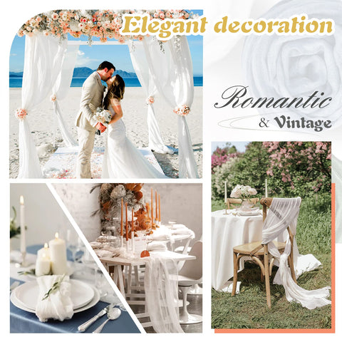 Mantel Waligoy bohemio de gasa blanca para bodas y celebraciones.