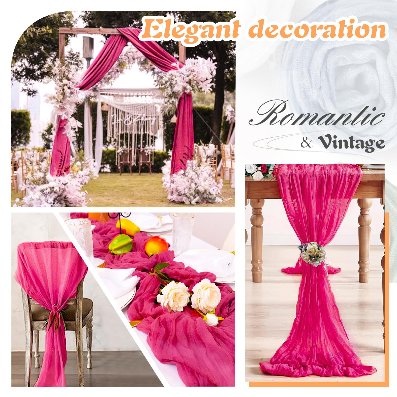 Waligoy mantel gasa rosa drapeado suave, crea un ambiente elegante.