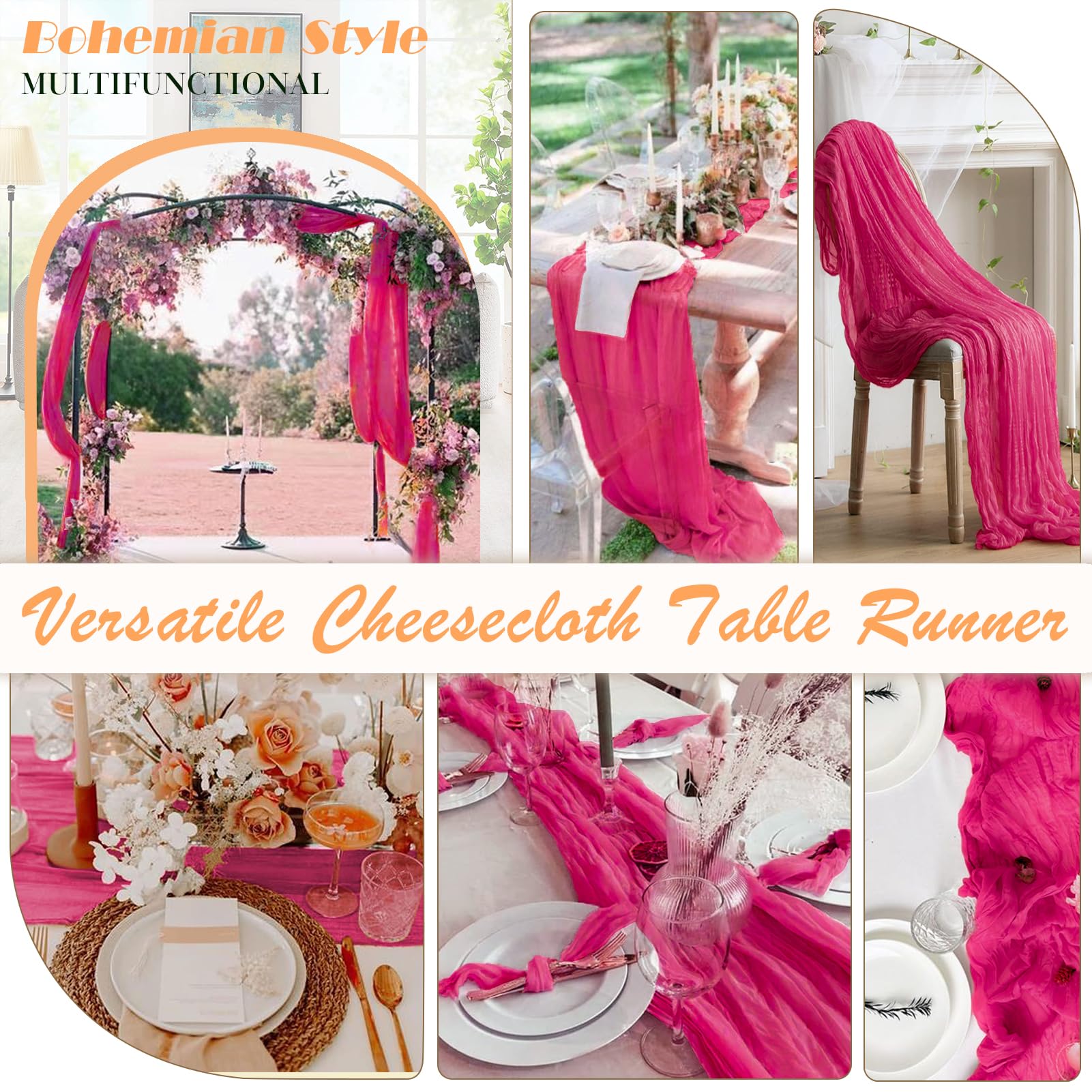 Waligoy mantel gasa rosa para boda bohemia y celebración íntima.