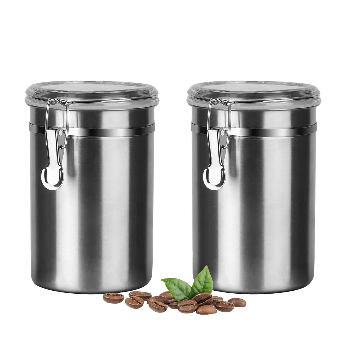Walktosun contenedores de acero con tapas transparentes para almacenamiento hermético de café