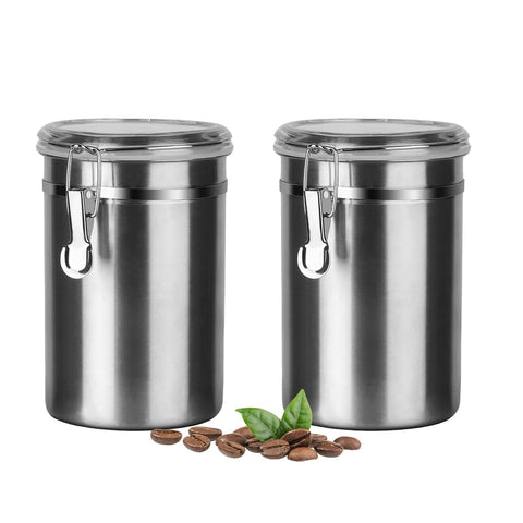 Walktosun contenedores de acero con tapas transparentes para almacenamiento hermético de café