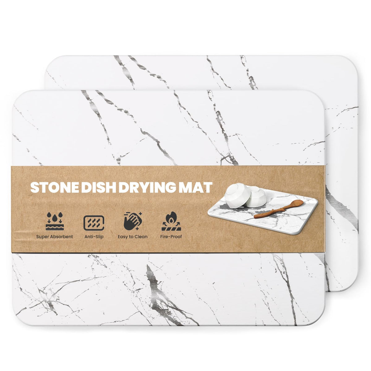 Wall QMER 2Pack: piedra diatomita para secado rápido en la encimera.