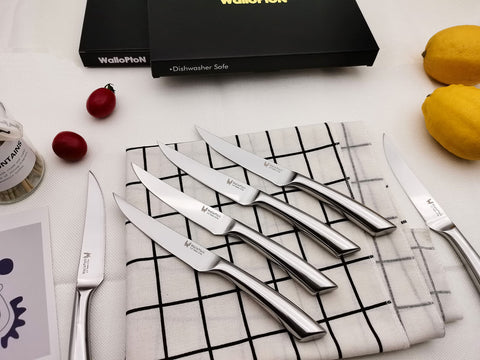 WALLOPTON cuchillos aptos para lavavajillas facilitan la limpieza tras la comida.