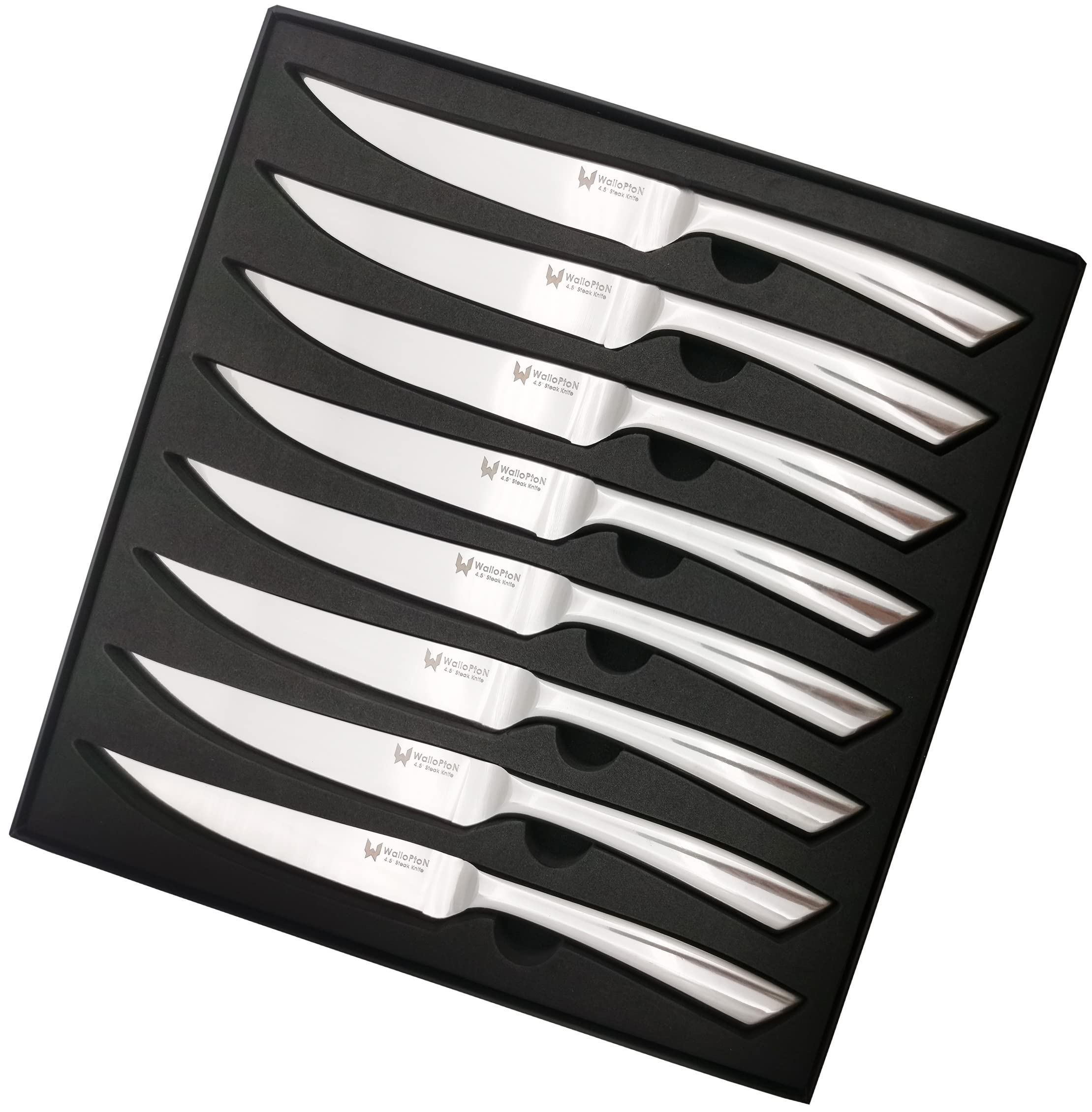 WALLOPTON cuchillos 8 piezas con hoja pulida para cortes suaves en casa.