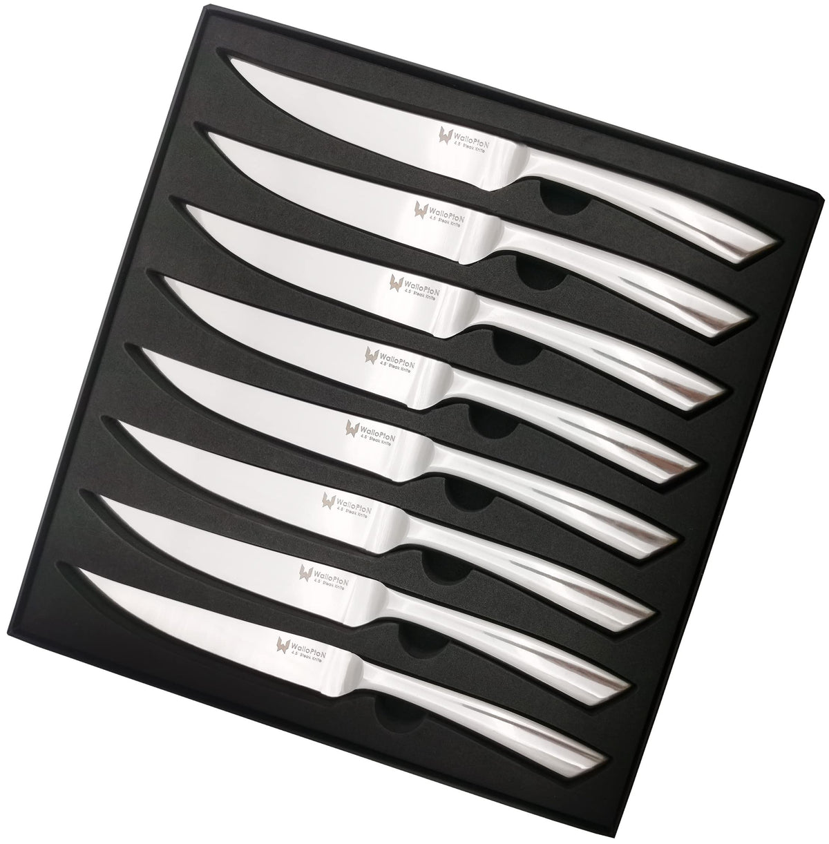 WALLOPTON cuchillos 8 piezas con hoja pulida para cortes suaves en casa.