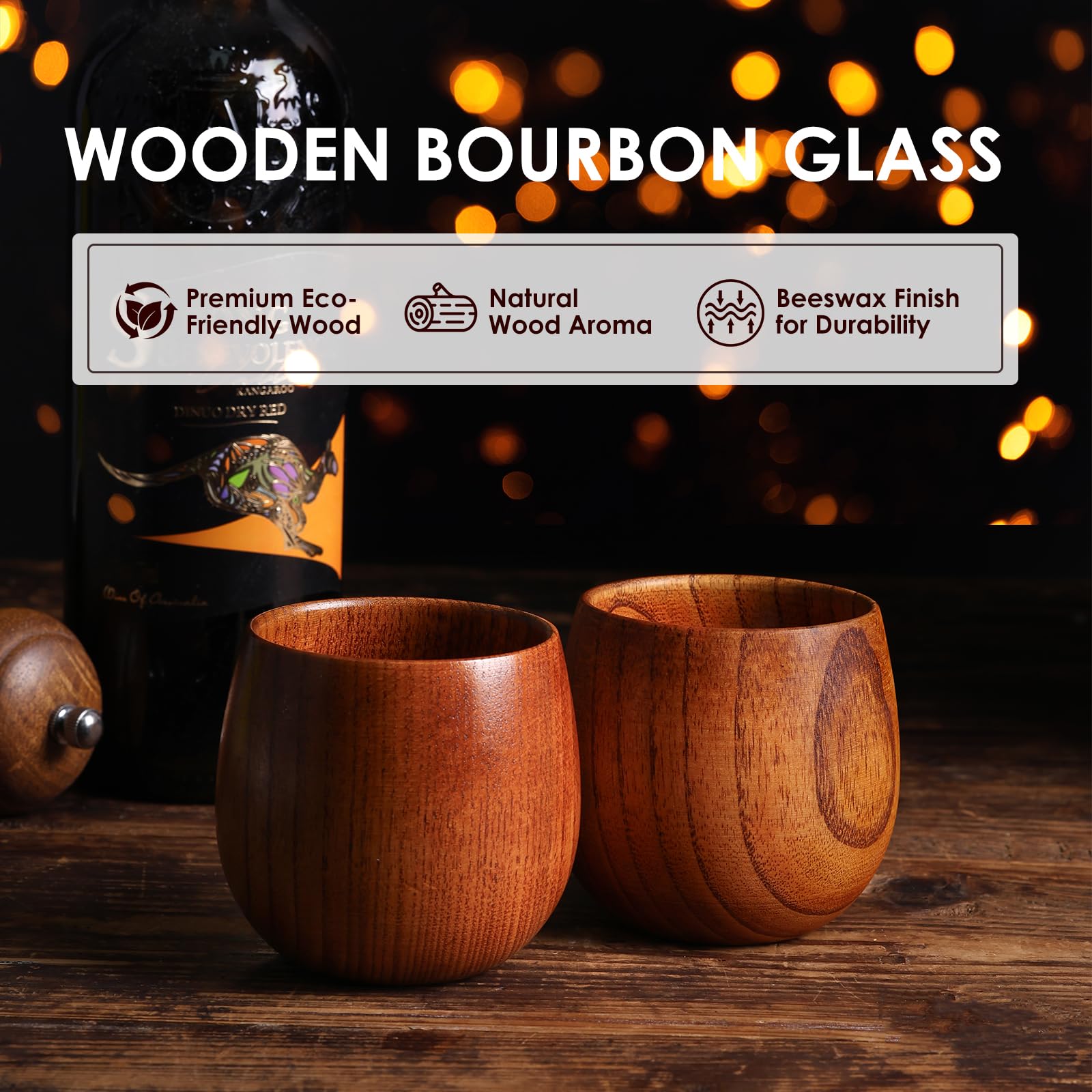 Vaso bourbon WALNDUX con diseño artesanal para bar en casa.