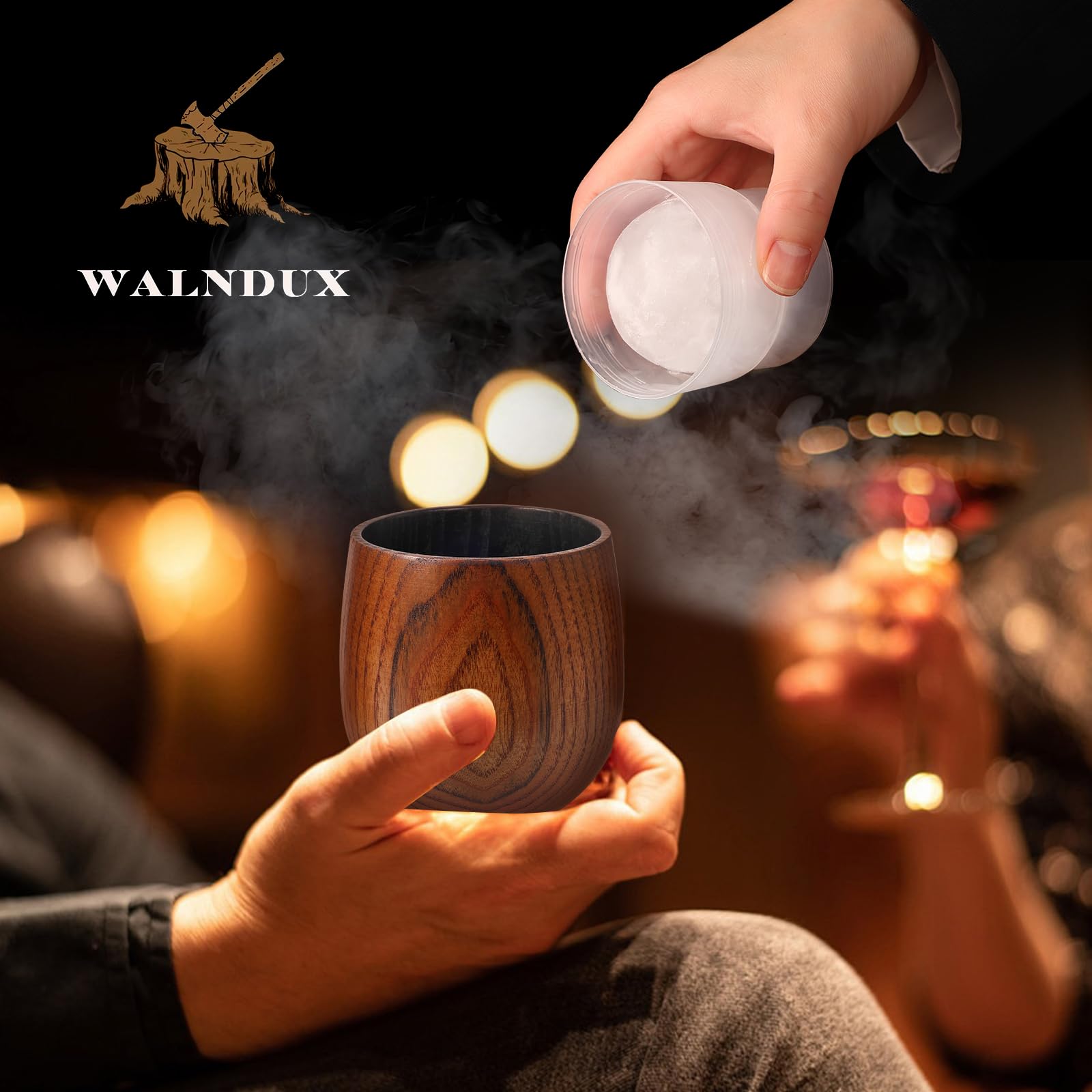 Set de dos copas WALNDUX y moldes de hielo, regalo completo.