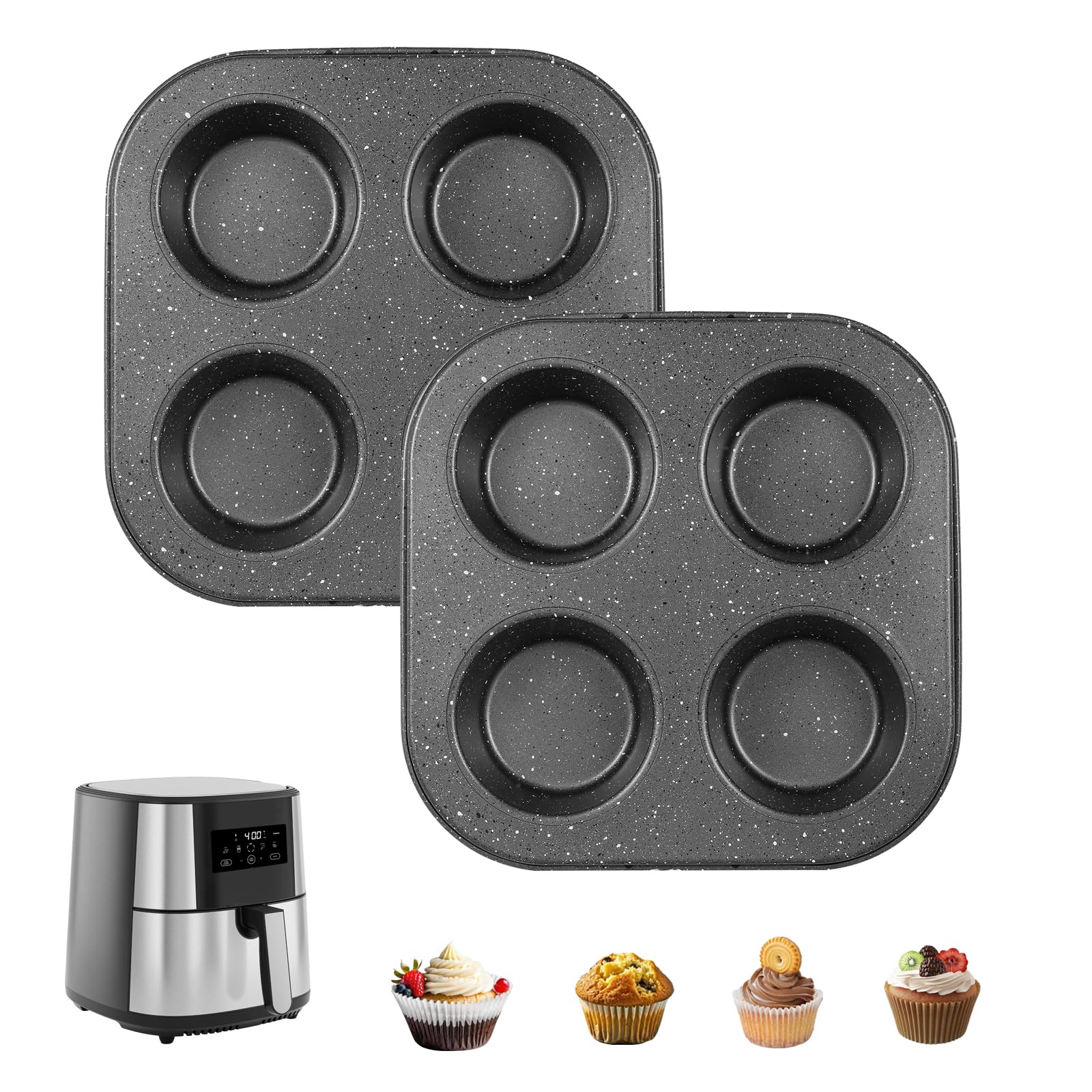 Walooza molde magdalenas cuatro tazas, desmoldeado fácil y uniforme.