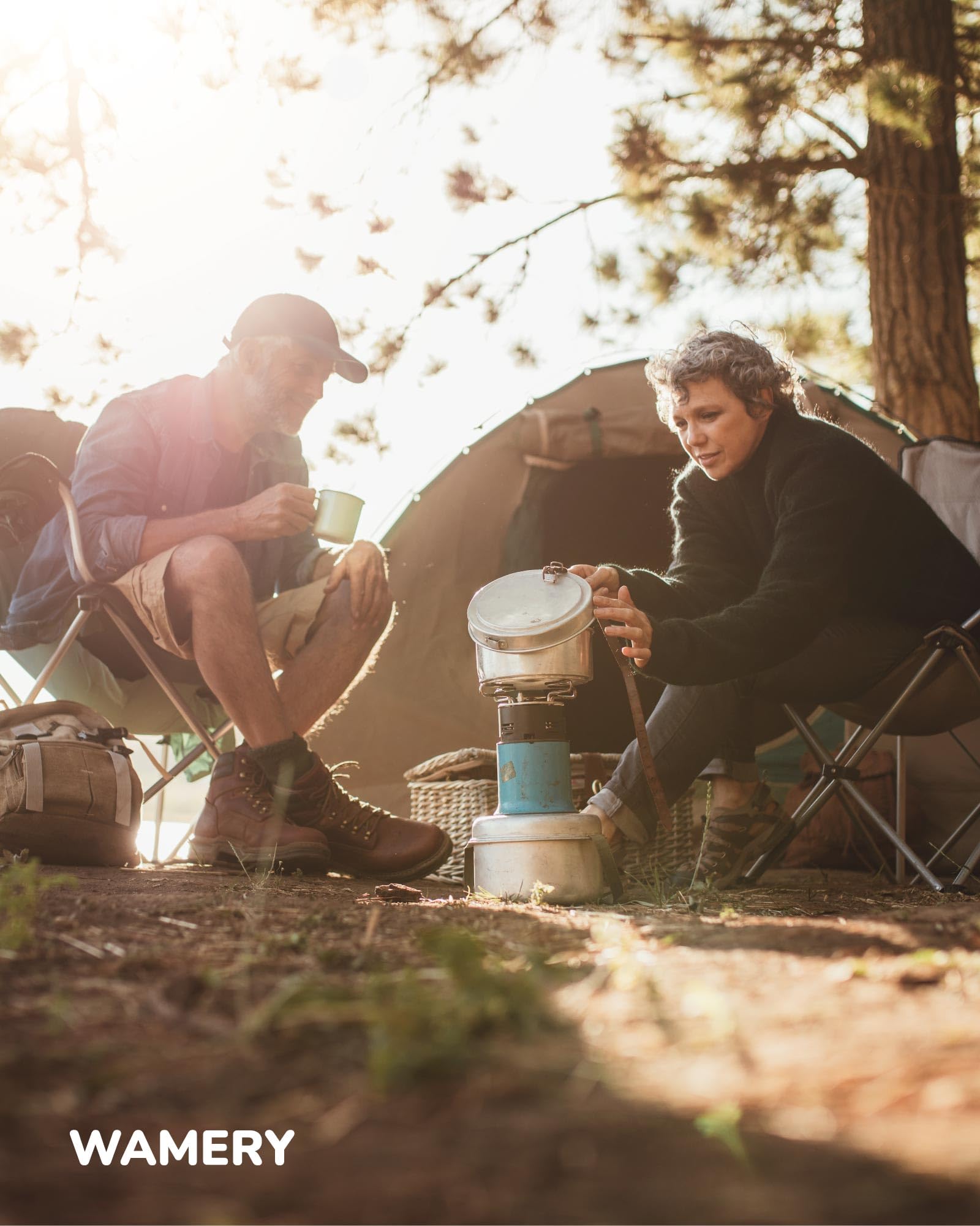 Diseño compacto Wamery para bolsillos, perfecto para camping y pesca.