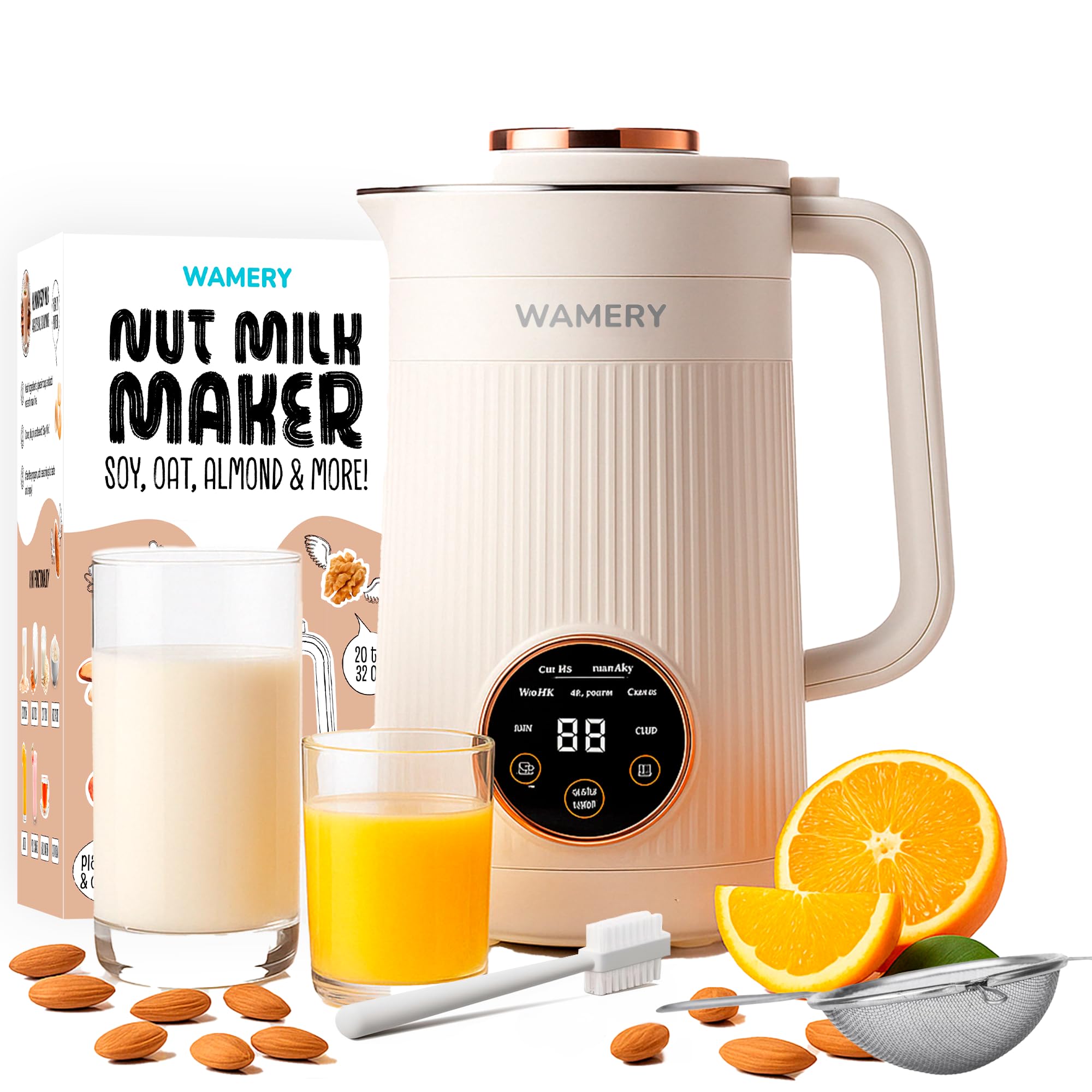 Wamery máquina de leche vegetal de almendra, ideal para cafés cremosos.