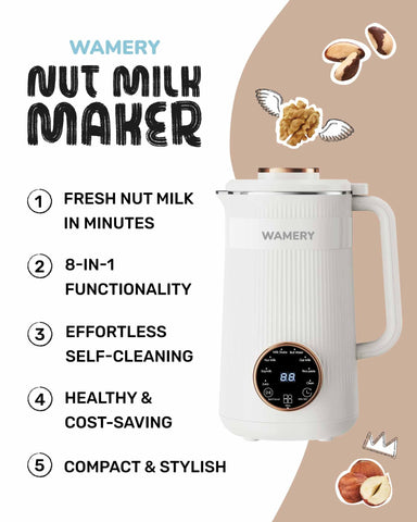 Wamery máquina de leche vegetal avena, perfecta para batidos cremosos.