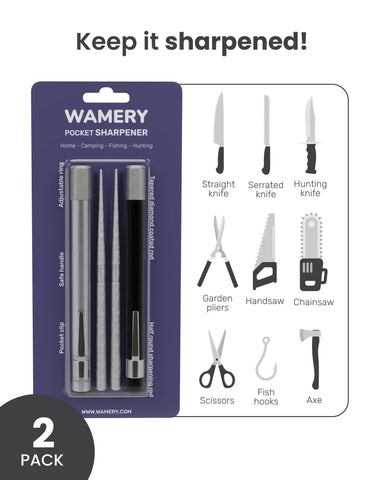 Varilla diamante retráctil Wamery para afilar cuchillos serrados y rectos con precisión.