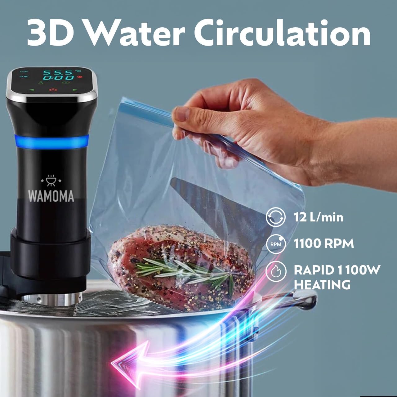Wamoma Diseño IPX7: estructura resistente y fácil de limpiar.