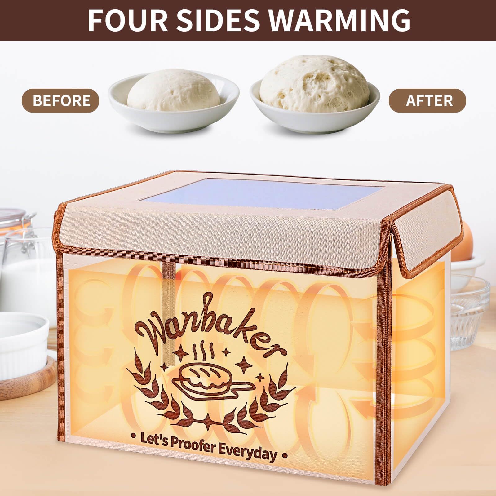 Wanbaker proofer con temporizador de 99 horas para fermentaciones planificadas.