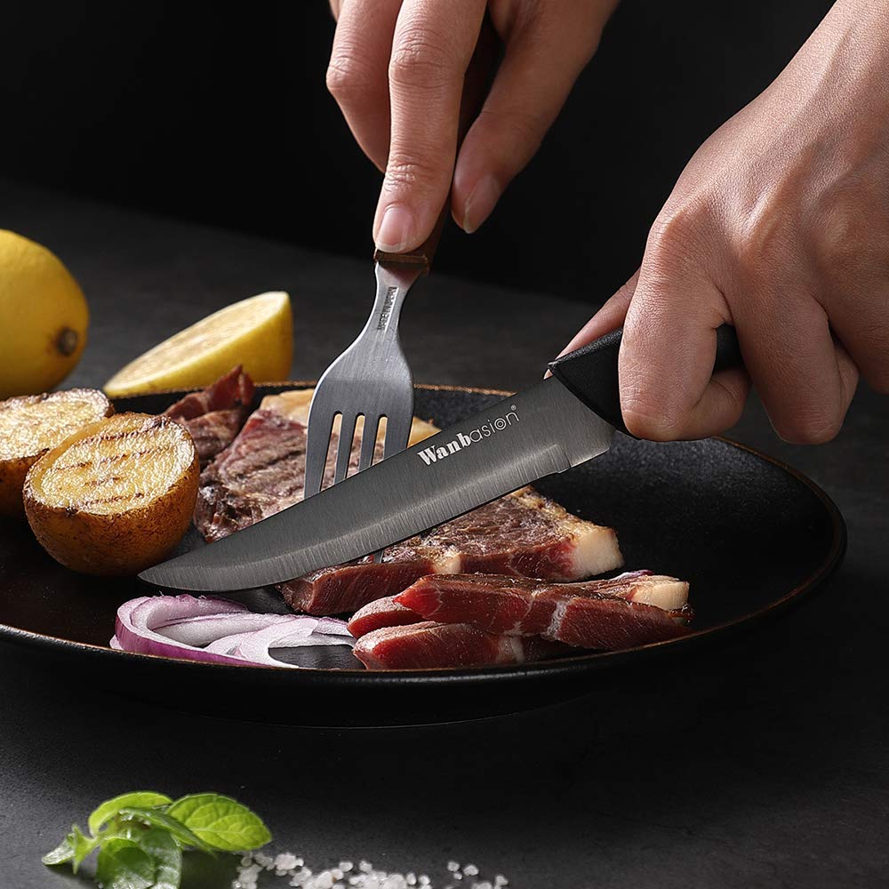 Cuchillo Wanbasion para bistec negro con corte preciso para carnes
