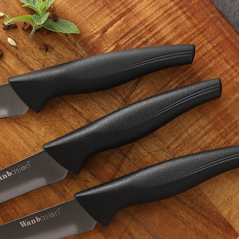Wanbasion cuchillos para bistec negros con oxidacion reducida para mayor durabilidad