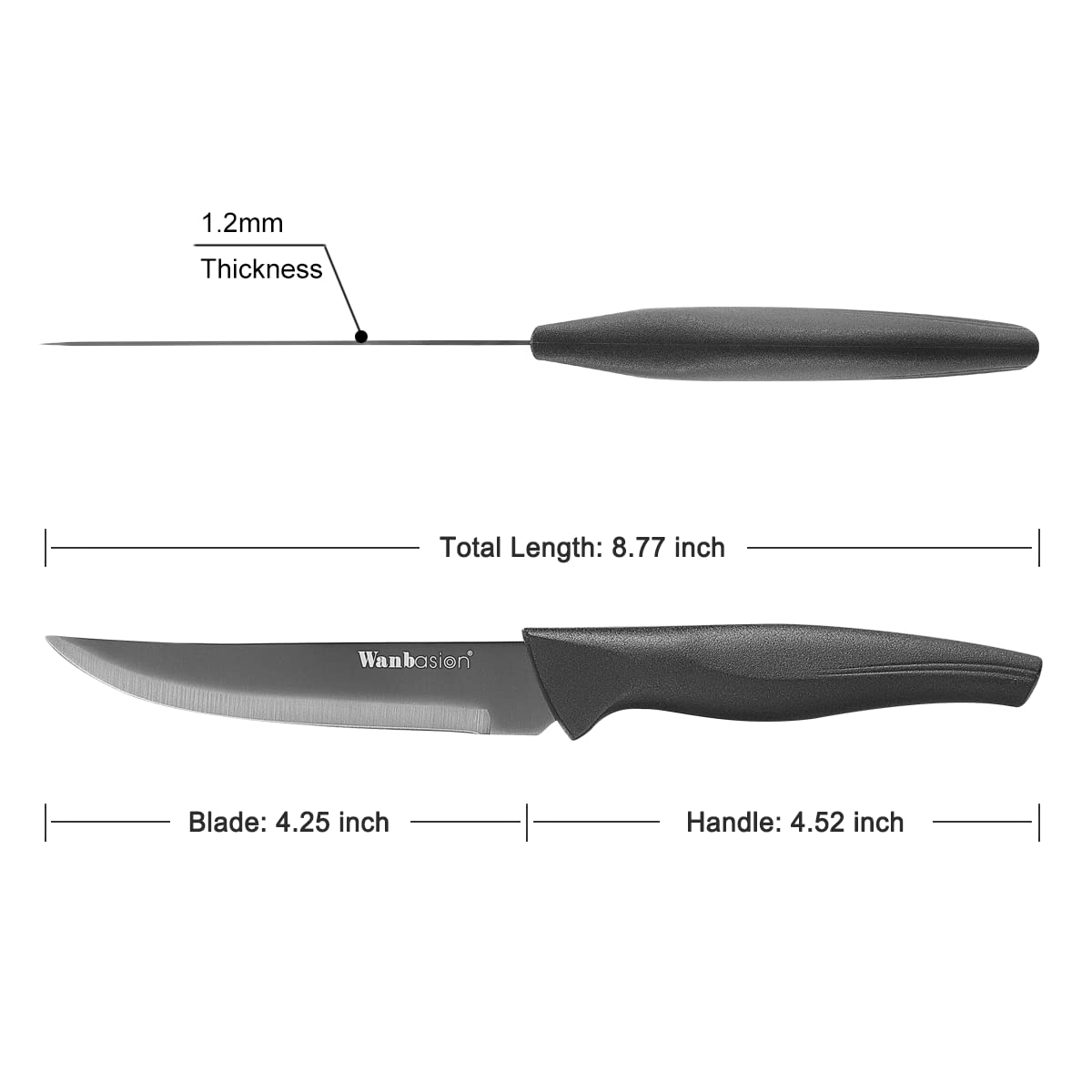 Wanbasion set de 8 cuchillos para bistec negros para la mesa y la cocina
