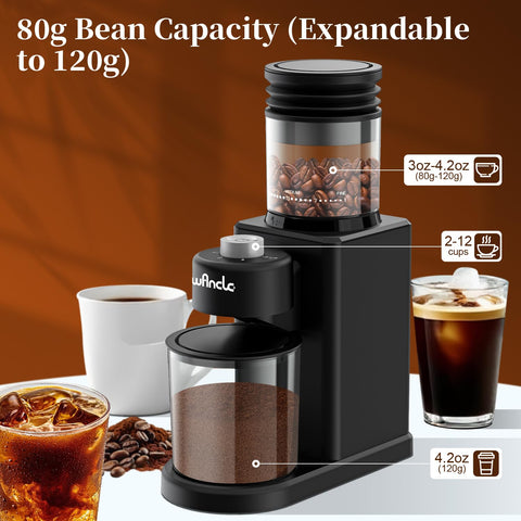 Wancle capacidad de granos 80 g y camara de expansion 40 g.