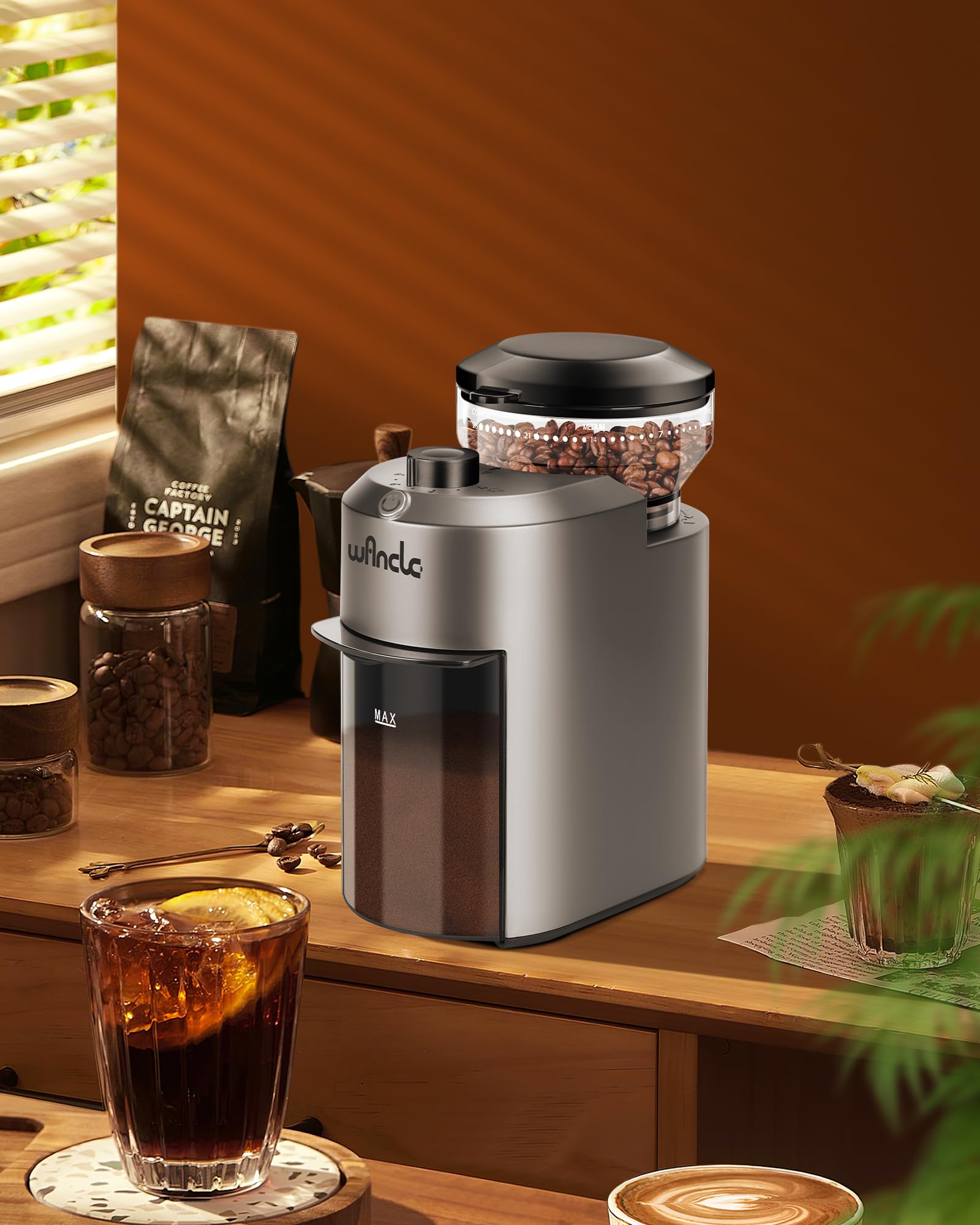 Uso doméstico cómodo con el molinillo de café Wancle.