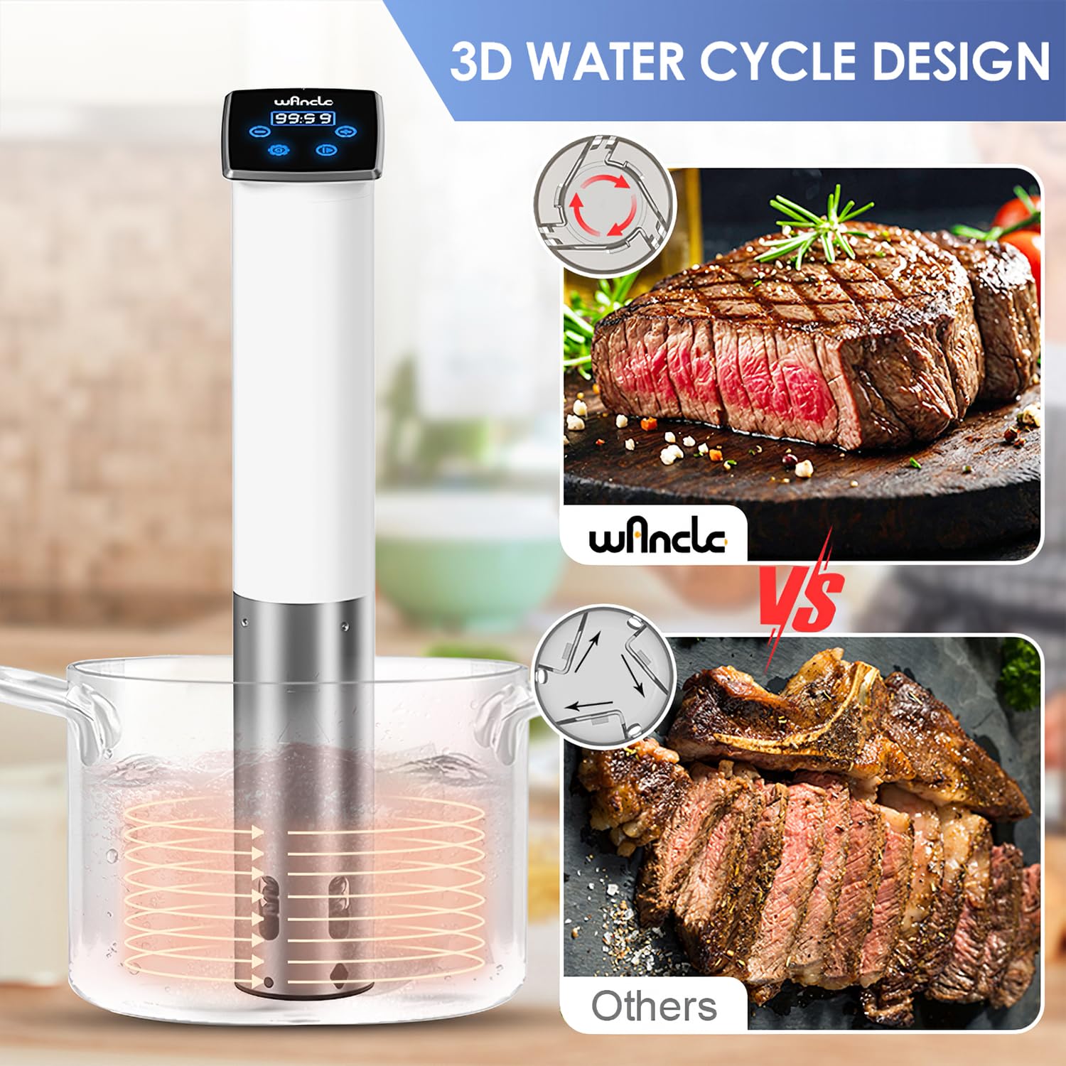 Wancle Sous Vide: control preciso de temperatura para platos consistentes.