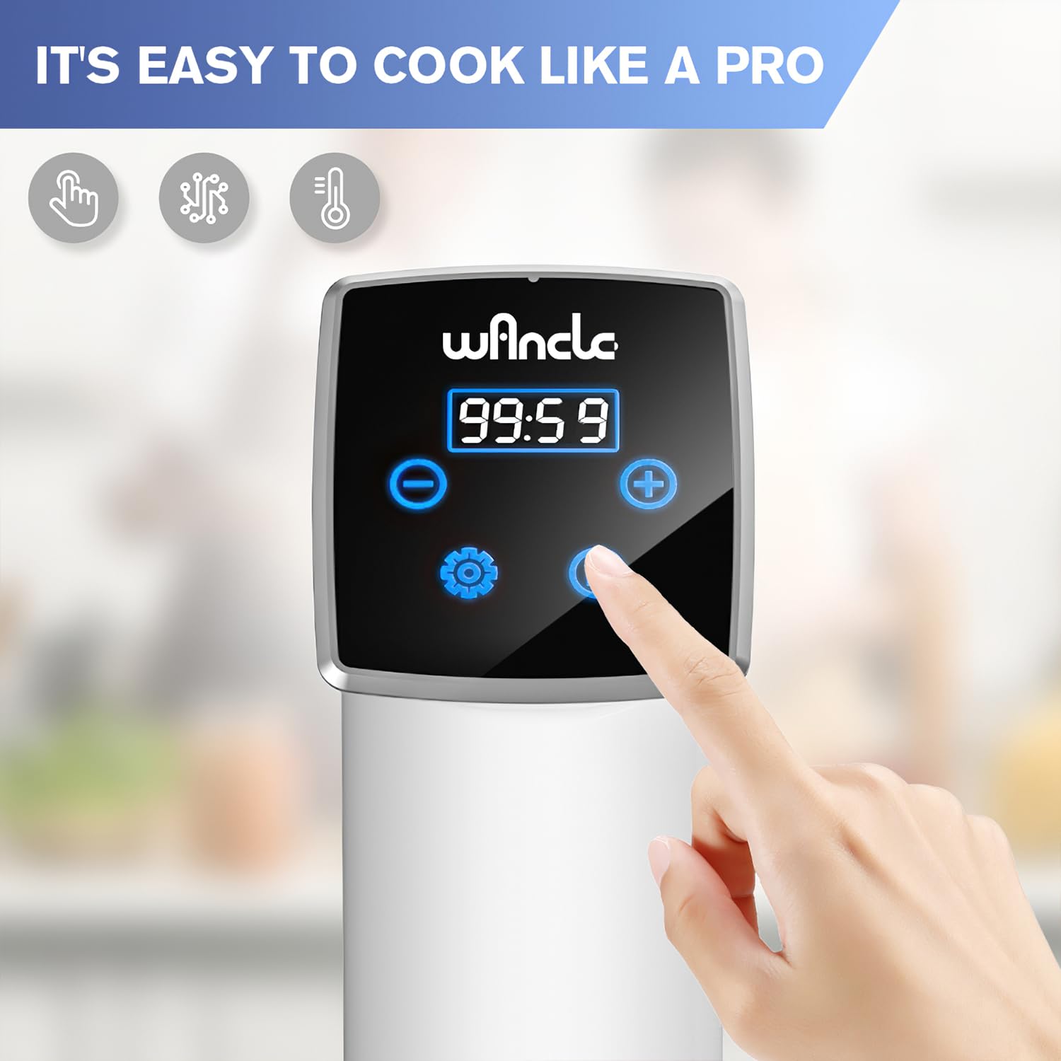 Wancle Sous Vide con diseño compacto optimiza el espacio en cocinas pequeñas.