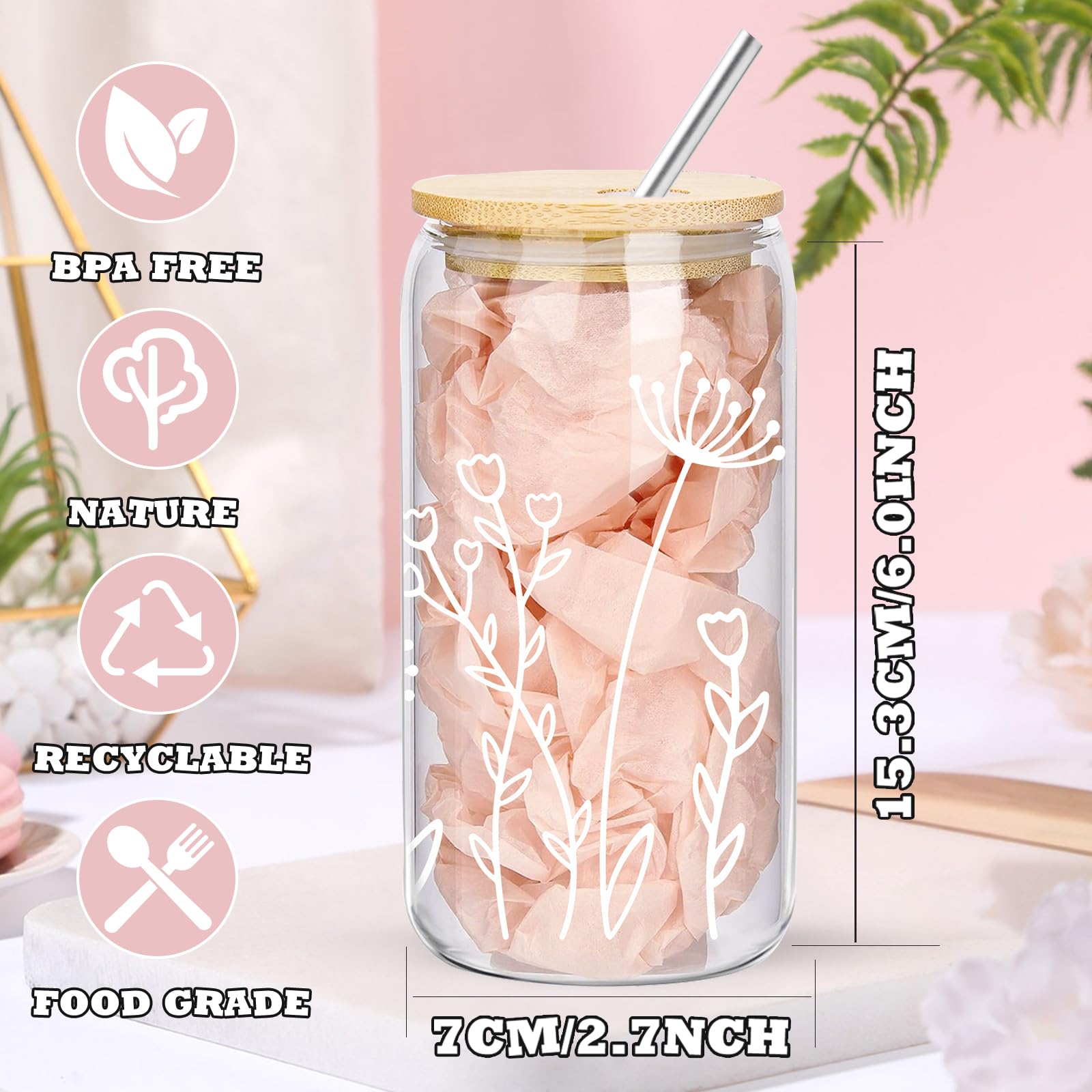 wangxitumug tazas con tapas y pajitas, ideales para conservar bebidas frías.