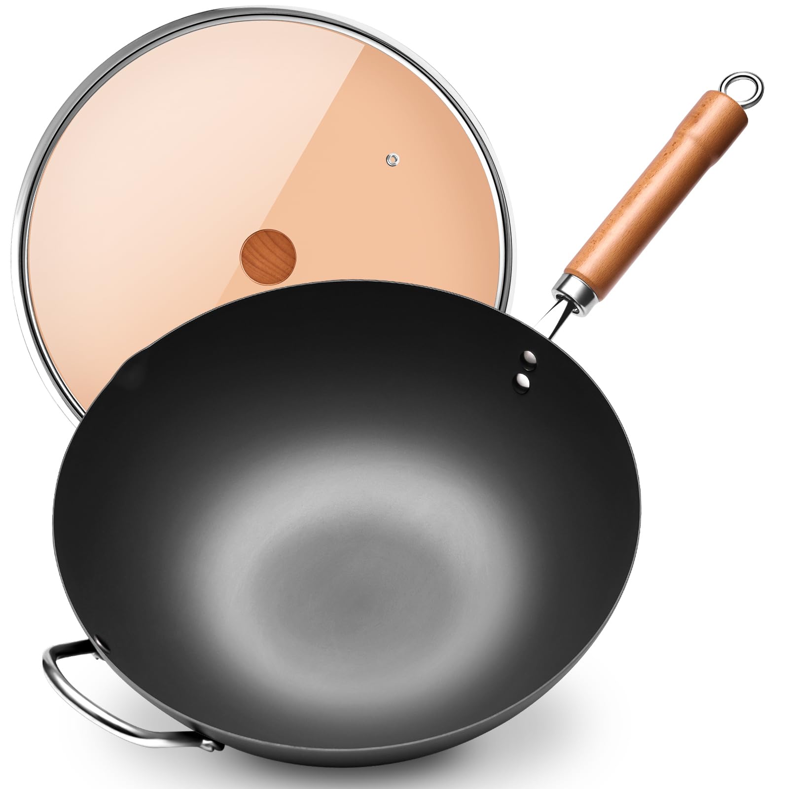 WANGYUANJI Wok de hierro 32 cm con superficie natural para salteados fáciles