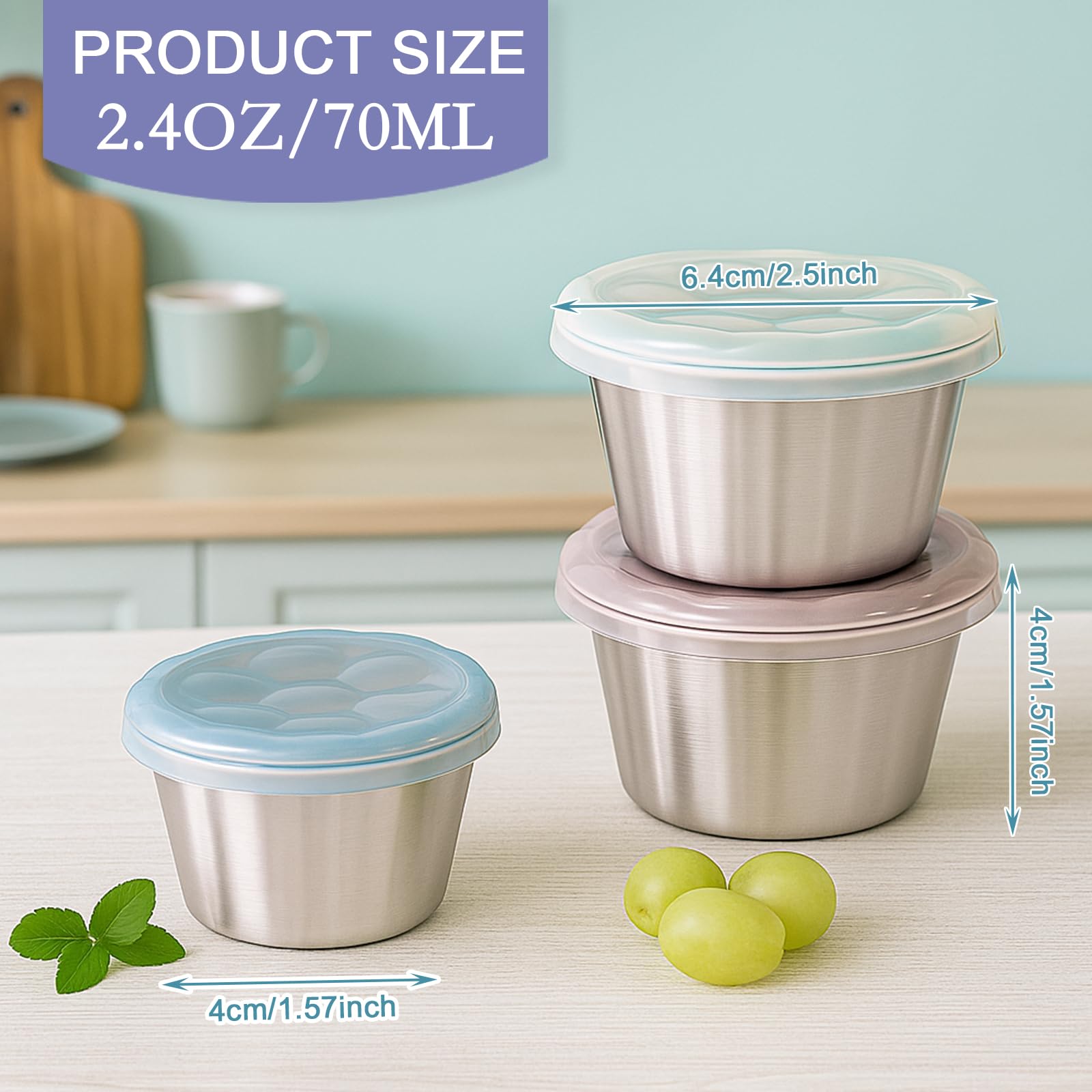 WANHMIF envases metal salsa 70 ml con tapa silicona, duraderos y libres de BPA.