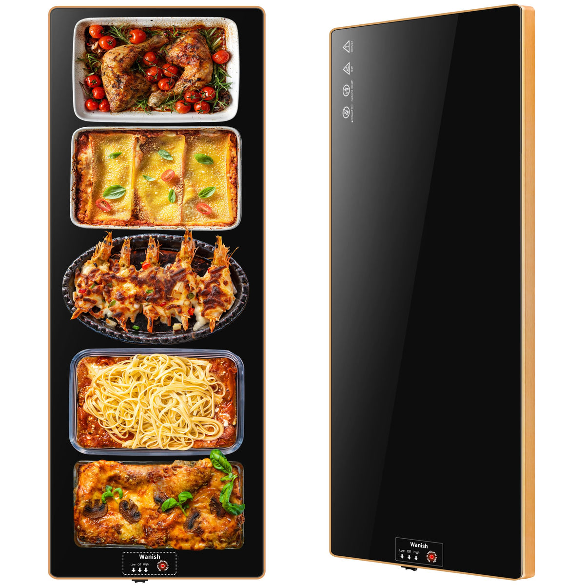 Bandeja caliente eléctrica Wanish, bandeja rectangular 47x12 para buffets.