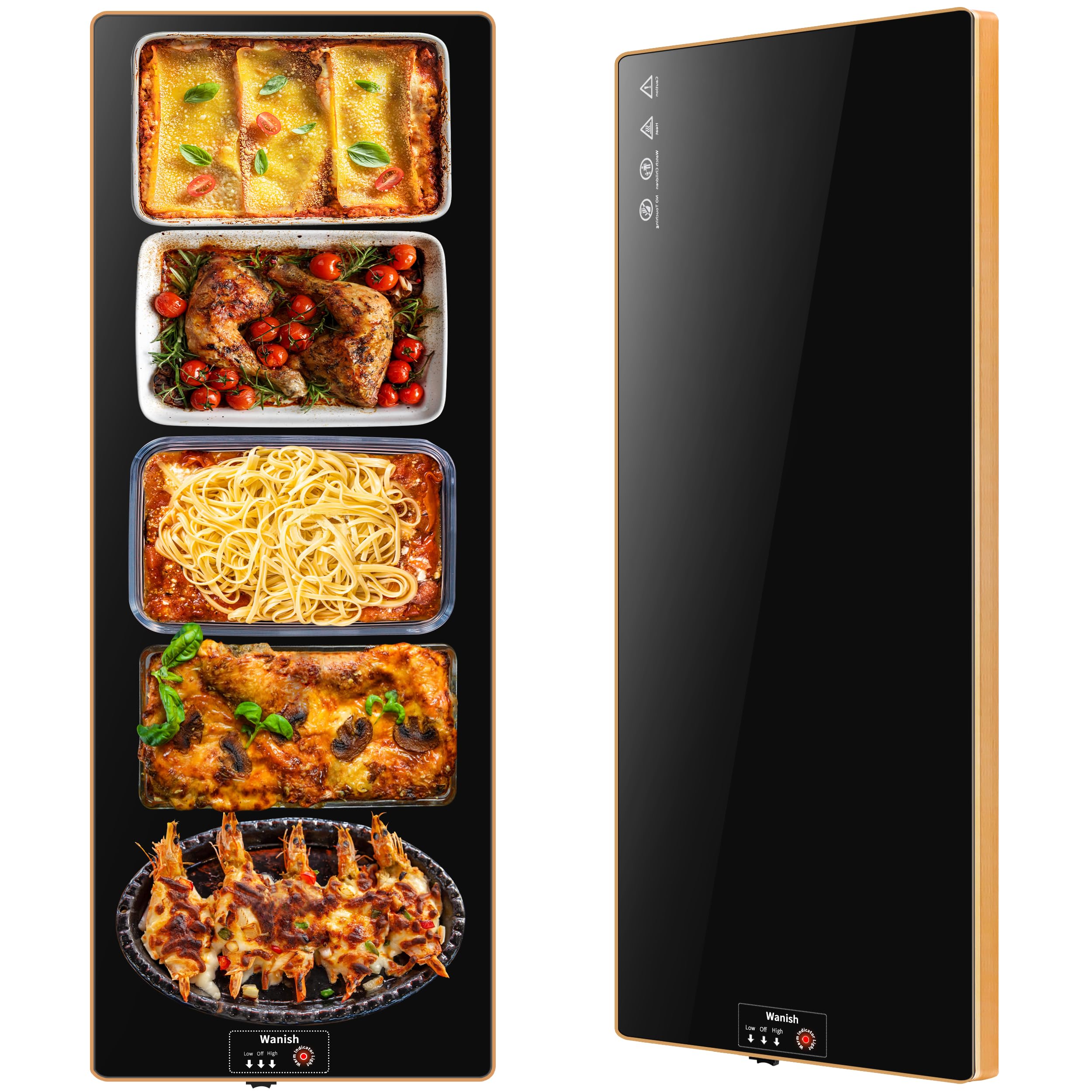 Bandeja Wanish 40x12 con calentamiento total para buffet.