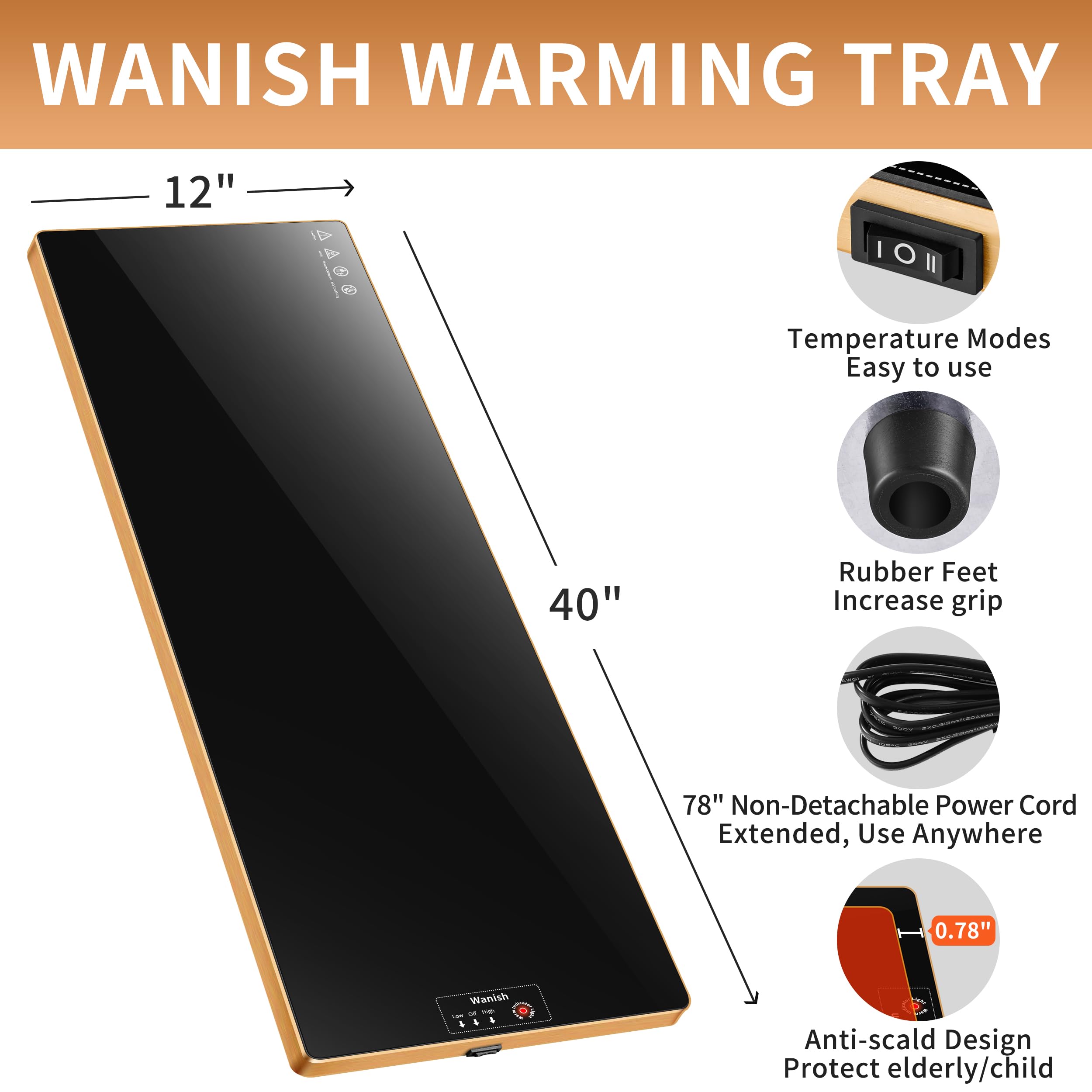 Superficie caliente completa de Wanish ideal para mantener platos.