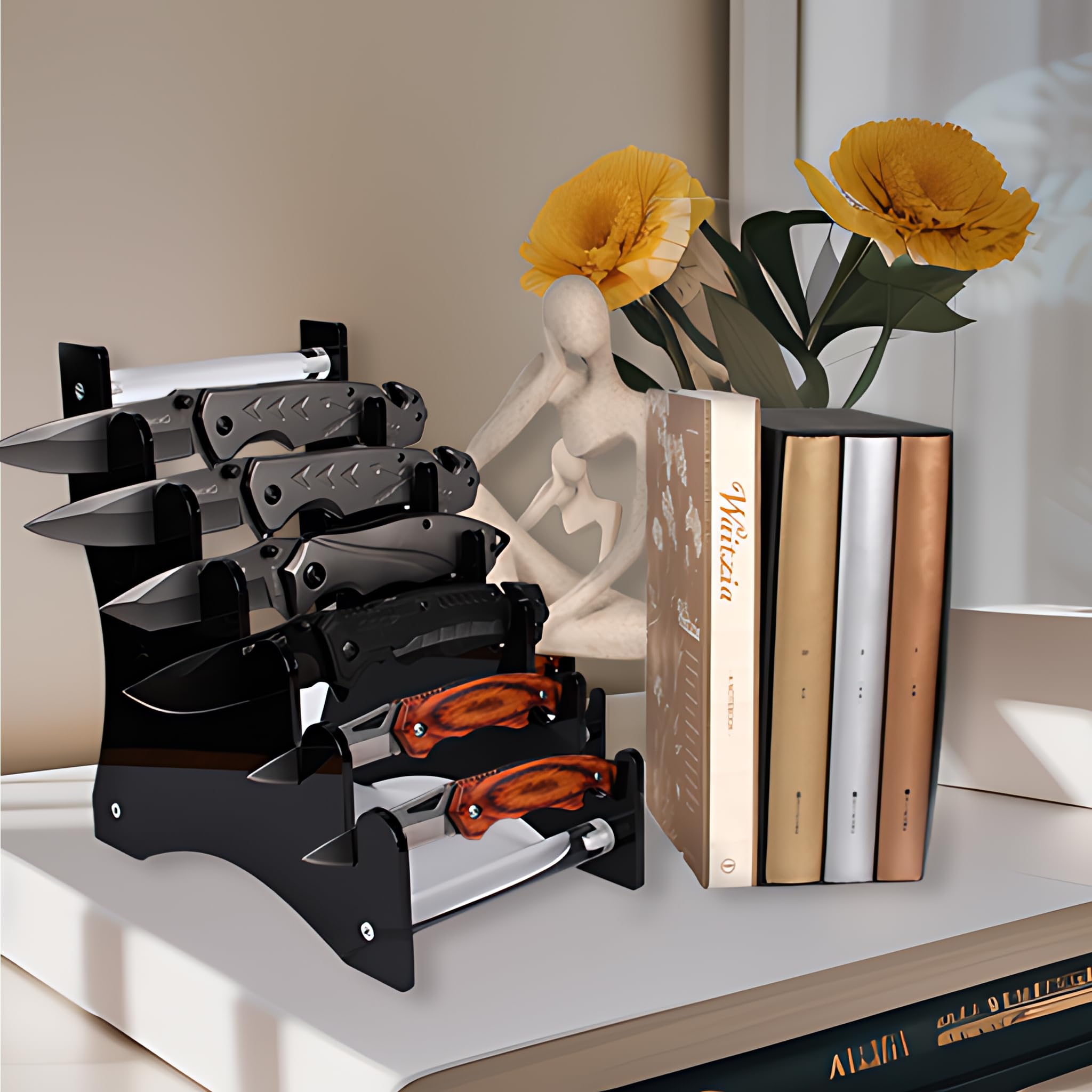 WANLIAN exhibicion-cuchillos-360-grados: visión completa de cada pieza.