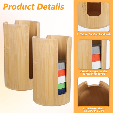 Wanmu diseño compacto en bambú para tapas de tarros Mason, ideal para cocinas pequeñas.