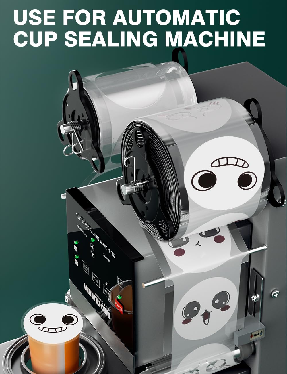 WantJoin película de sellado, 125 mm de largo y 130 mm de ancho para tazas.