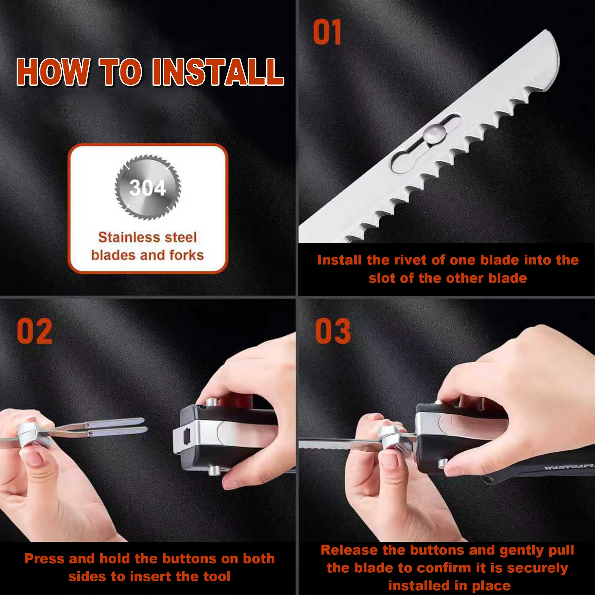 Wanvoapls cuchillo con doble lama para carne y pan, gran versatilidad