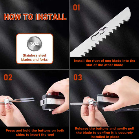 Wanvoapls cuchillo con doble lama para carne y pan, gran versatilidad