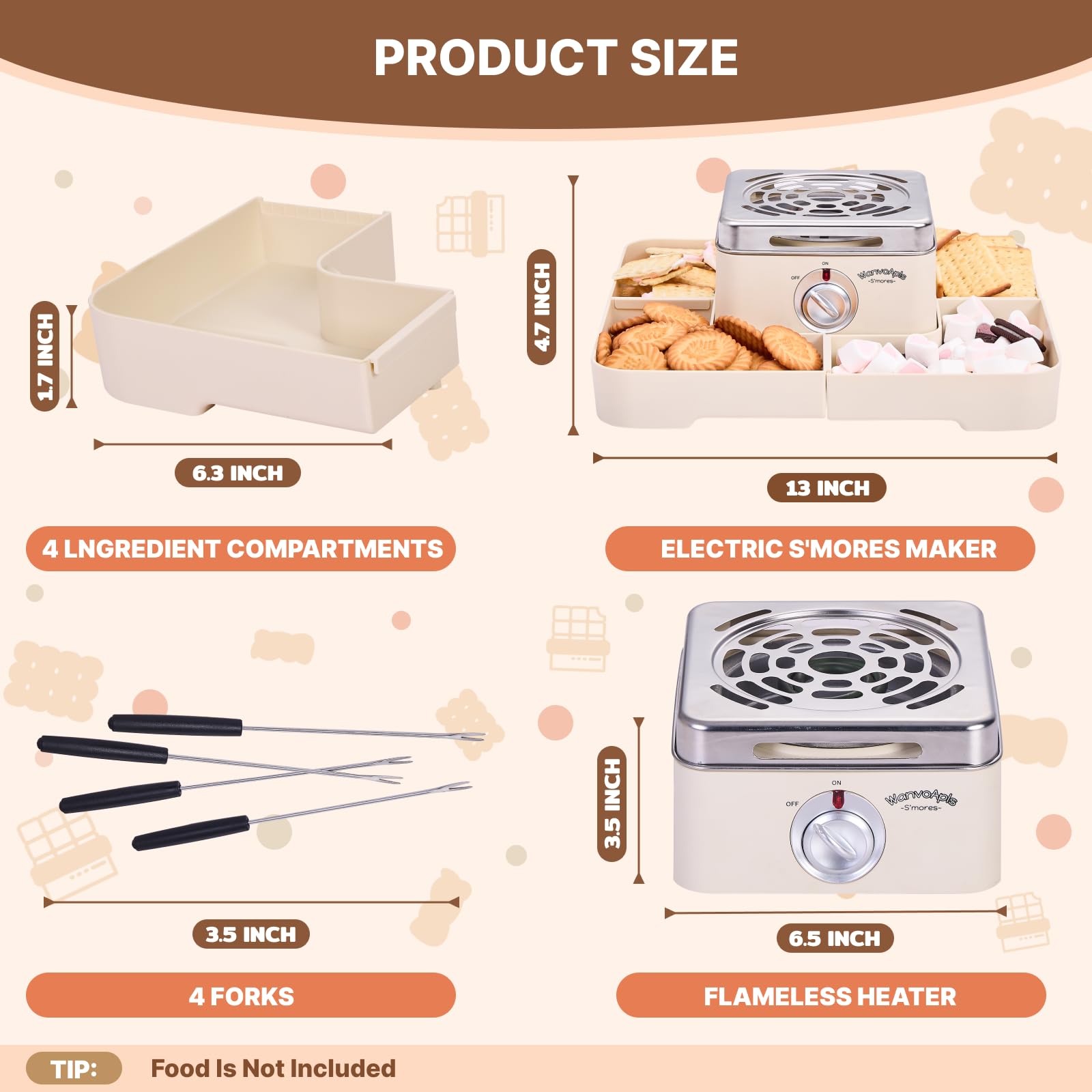 Wanvoapls Smores con 4 tenedores de acero para asar sin humo.